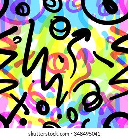Retro vintage 80s  or 90s fashion style abstract pattern background. Good for textile fabric design, wrapping paper and website wallpapers. Vector illustration.