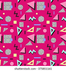 Retro vintage 80s or 90s fashion style abstract seamless pattern background. Good for textile fabric design, wrapping paper and website wallpapers. Vector illustration.