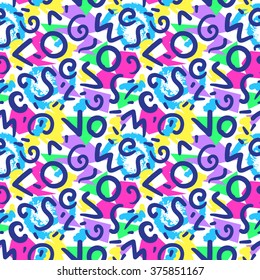 Retro vintage 80s or 90s fashion style abstract seamless pattern background. Good for textile fabric design, wrapping paper and website wallpapers. Vector illustration.