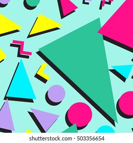 Retro Vintage 80s Or 90s Fashion Style Abstract Pattern Background. Good For Textile Fabric Design, Wrapping Paper And Website Wallpapers. Vector Illustration.