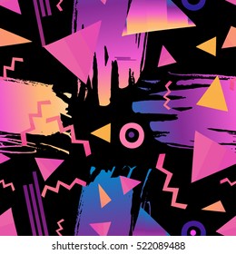 Retro vintage 80s or 90s fashion style abstract seamless pattern background. Good for textile fabric design, wrapping paper and website wallpapers. Vector illustration.