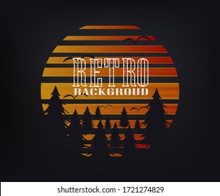 
Retro vintage 80s or 90s geometric style abstract background. The sun and the tree. Good design for textile t-shirts print design, flyer and poster background.