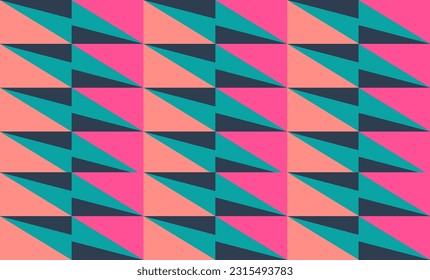retro vintage abstract geometric background, pink green and black triangle pattern repeat seamless replete image design for fabric printing or wallpaper or abstract backdrop