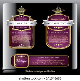 retro vintage alcohol or wine labels in classic golden design