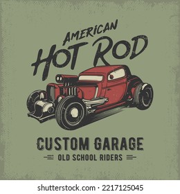 Retro vintage of american hot rod custom car