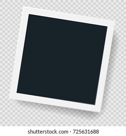 Retro vintage analog photo frame with light shadow isolated  on transparent background photo design vector template.