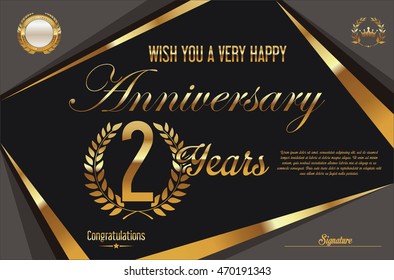 Retro vintage anniversary background 2 years