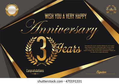 Retro vintage anniversary background 3 years