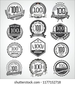 Retro vintage anniversary badges and labels collection 