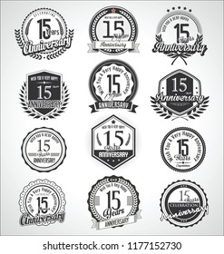 Retro vintage anniversary badges and labels collection 