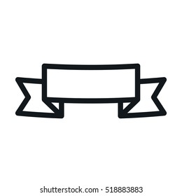 Retro Vintage Antique Ribbon Banner Flag Label Decoration Vector Line Flat Icon Minimalistic Stroke Pictogram 