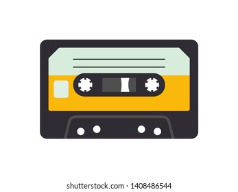 Retro vintage audio cassette tape flat illustration 