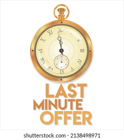 Retro-Vintage-Hintergrund Last-Minute-Angebot mit alter goldener Uhr