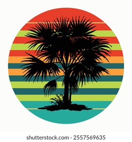 retro vintage background vector illustration of palm tree