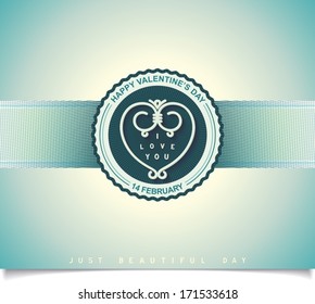 Retro vintage badge with beautiful heart and inscription for Valentine's Day. Vector icon eps10