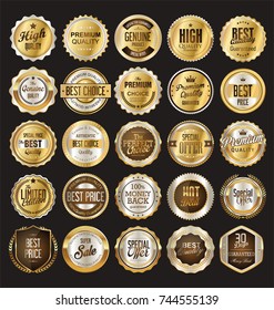 Retro vintage badge and label gold and silver collection