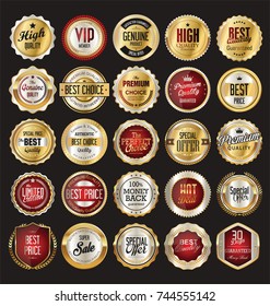 Retro vintage badge and label gold and silver collection