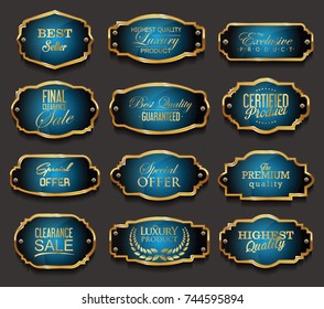 Retro vintage badge and label gold and silver collection