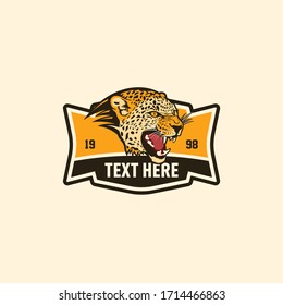 Retro vintage badge leopard for sport team logo template