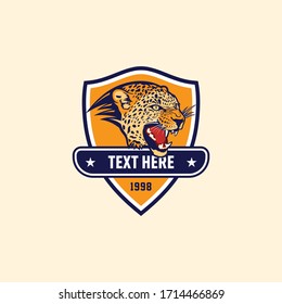 Retro vintage badge leopard for sport team logo template