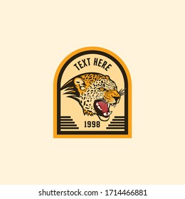 Retro vintage badge leopard for sport team logo template