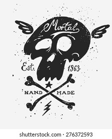 Retro vintage badge or logotype with skull. For design elements, business signs, logos, identity, labels, badges and objects