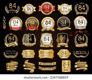 Retro vintage badges and labels anniversary collection vector illustration