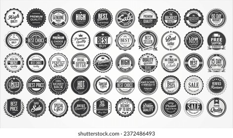 Retro vintage badges and labels collection vector illustration