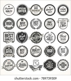 Retro vintage badges and labels collection