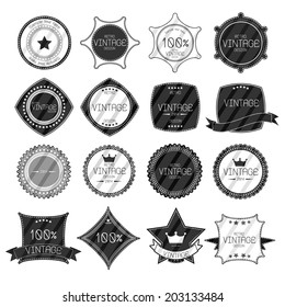 retro vintage badges and labels on abstract background