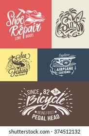 Retro vintage badges. Set of vector design elements, label logo graphics, logos, identity, labels, badges and objects.