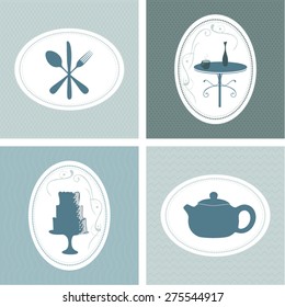Retro vintage bakery labels, coffee shop, cafe, menu design elements