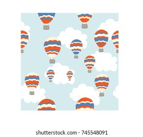retro vintage balloon in the sky vector colorful illustration design