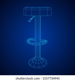 Retro vintage bar stool. High chair. Bar interior design. Wireframe low poly mesh vector illustration