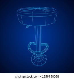 Retro vintage bar stool. High chair. Bar interior design. Wireframe low poly mesh vector illustration