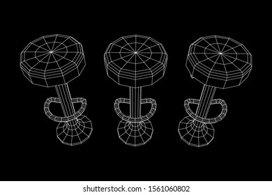 Retro vintage bar stool. High chair. Bar interior design. Wireframe low poly mesh vector illustration