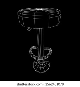 Retro vintage bar stool. High chair. Bar interior design. Wireframe low poly mesh vector illustration