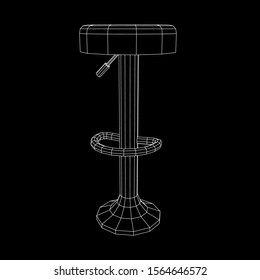 Retro vintage bar stool. High chair. Bar interior design. Wireframe low poly mesh vector illustration