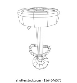 Retro vintage bar stool. High chair. Bar interior design. Wireframe low poly mesh vector illustration