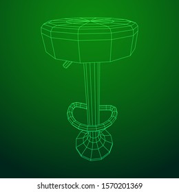 Retro vintage bar stool. High chair. Bar interior design. Wireframe low poly mesh vector illustration