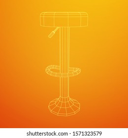 Retro vintage bar stool. High chair. Bar interior design. Wireframe low poly mesh vector illustration
