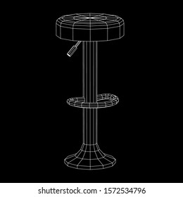 Retro vintage bar stool. High chair. Bar interior design. Wireframe low poly mesh vector illustration