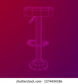 Retro vintage bar stool. High chair. Bar interior design. Wireframe low poly mesh vector illustration