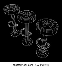 Retro vintage bar stool. High chair. Bar interior design. Wireframe low poly mesh vector illustration