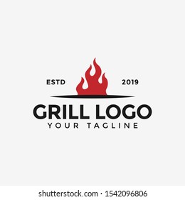 Retro Vintage Barbecue Grill, BBQ, Steak Logo Design Template