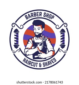 Retro vintage barber shop logo badge