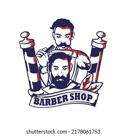 Retro vintage barber shop logo badge