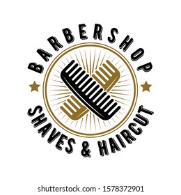 Retro Vintage Barbershop Badge Logo 