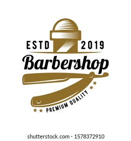 Retro Vintage Barbershop Badge Logo 