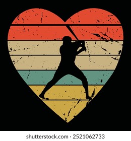 Diseño retro de la camiseta de Antiguas Baseball Heart Sport